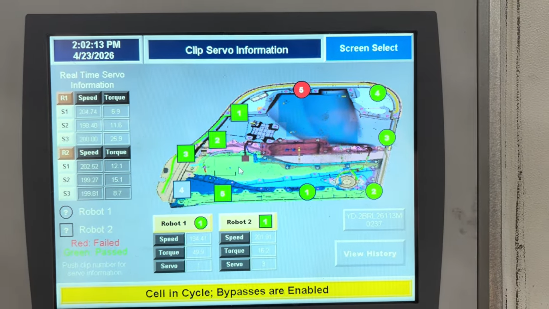 Clip servo history HMI